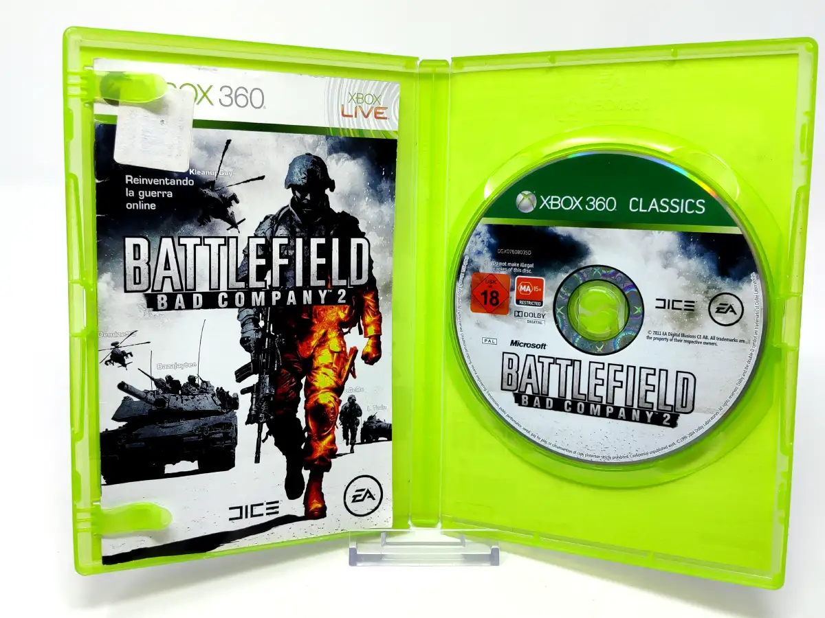 Interior del juego Battlefield: Bad Company 2 (ESP) (Classics) (Rebajado) para XBOX 360 con disco y manual