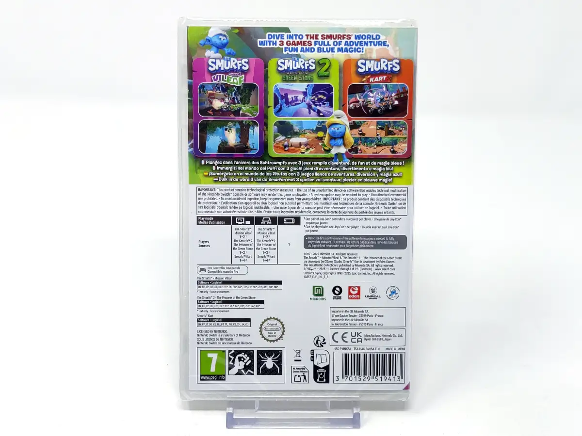 Parte trasera de The Smurftastic Collection (ESP) (Precintado) para Nintendo Switch, edición PAL España