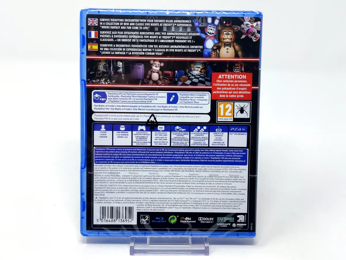Parte trasera de Five Nights at Freddy’s: Help Wanted (ESP) (Precintado) para PlayStation 4, edición PAL España
