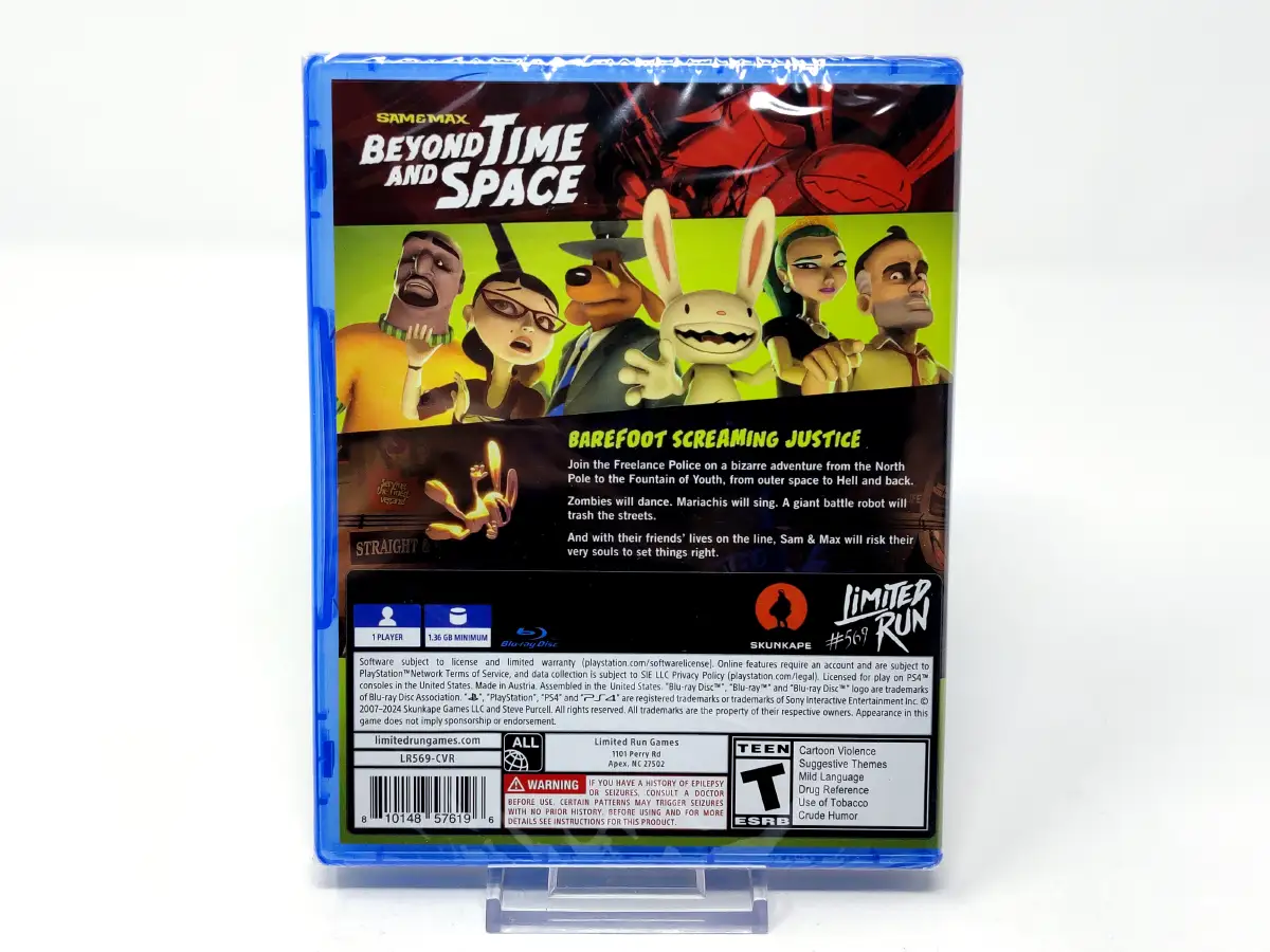 Parte trasera de Sam & Max: Beyond Time and Space (USA) (Precintado) para PlayStation 4, edición NTSC USA