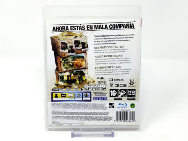 Parte trasera de Battlefield: Bad Company (ESP) (Rebajado) para PlayStation 3, edición PAL España