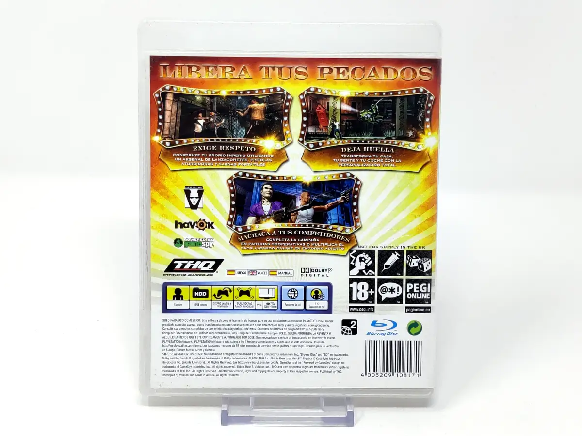 Parte trasera de Saints Row 2 (ESP) (Rebajado) para PlayStation 3, edición PAL España