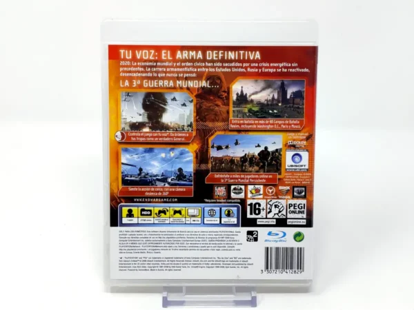Parte trasera de Tom Clancy's EndWar (ESP) para PlayStation 3, edición PAL España