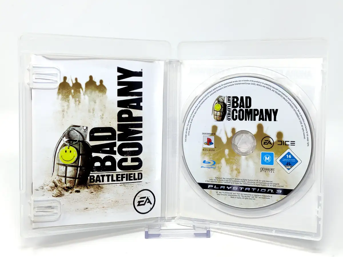 Interior del juego Battlefield: Bad Company (ESP) para PlayStation 3 con disco y manual