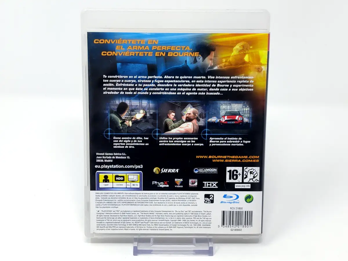 Parte trasera de La conspiración Bourne (ESP) para PlayStation 3, edición PAL España