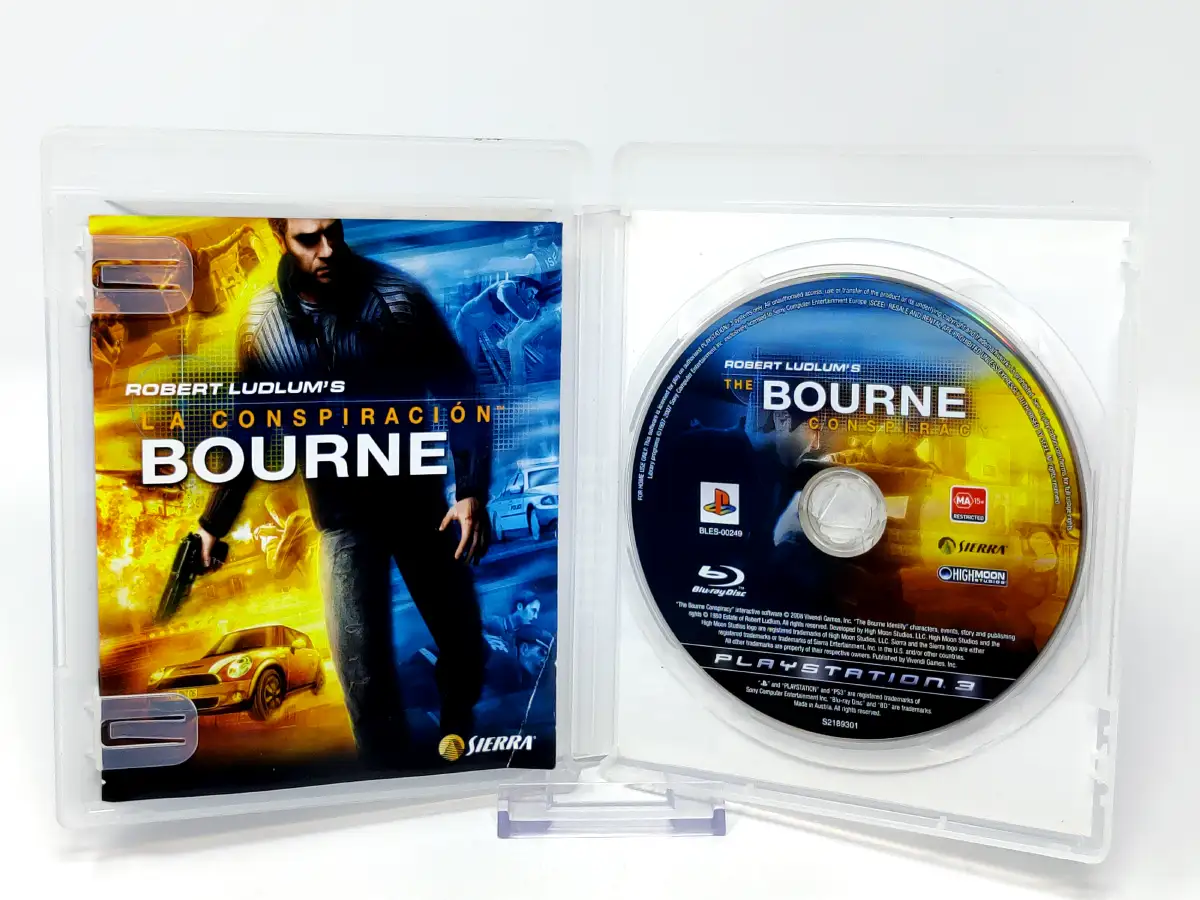 Interior del juego La conspiración Bourne (ESP) para PlayStation 3 con disco y manual