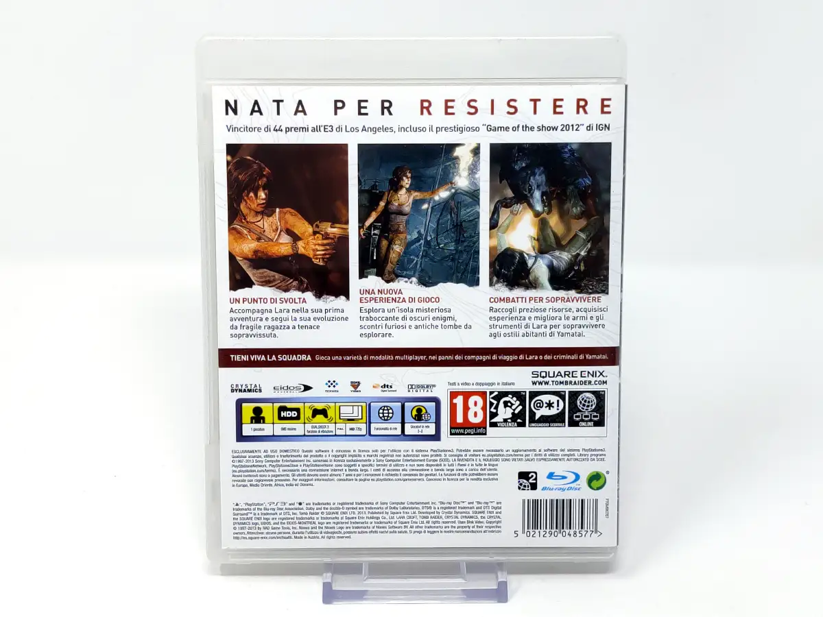 Parte trasera de Tomb Raider (ITA) para PlayStation 3, edición PAL Italia