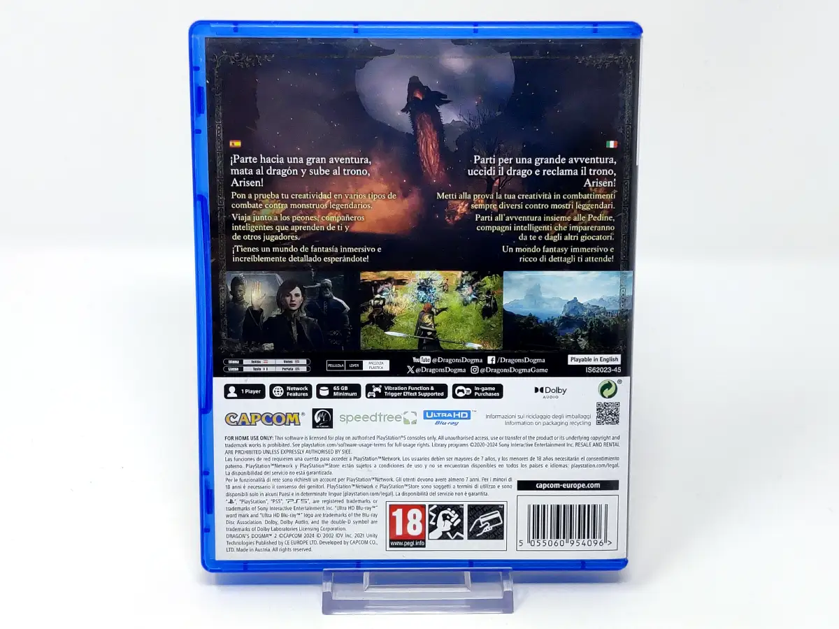 Parte trasera de Dragon’s Dogma 2 (ESP) para PlayStation 5, edición PAL España