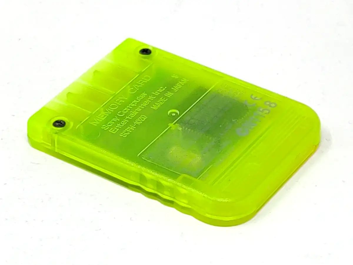 Memory Card Original (PS1) Amarillo Limón para PlayStation 1, edición PAL España, de segunda mano