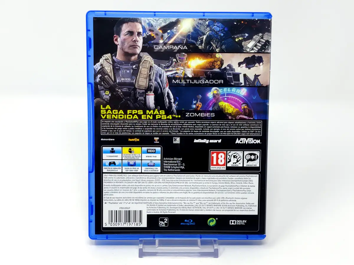 Parte trasera de Call of Duty: Infinite Warfare (ESP) para PlayStation 4, edición PAL España