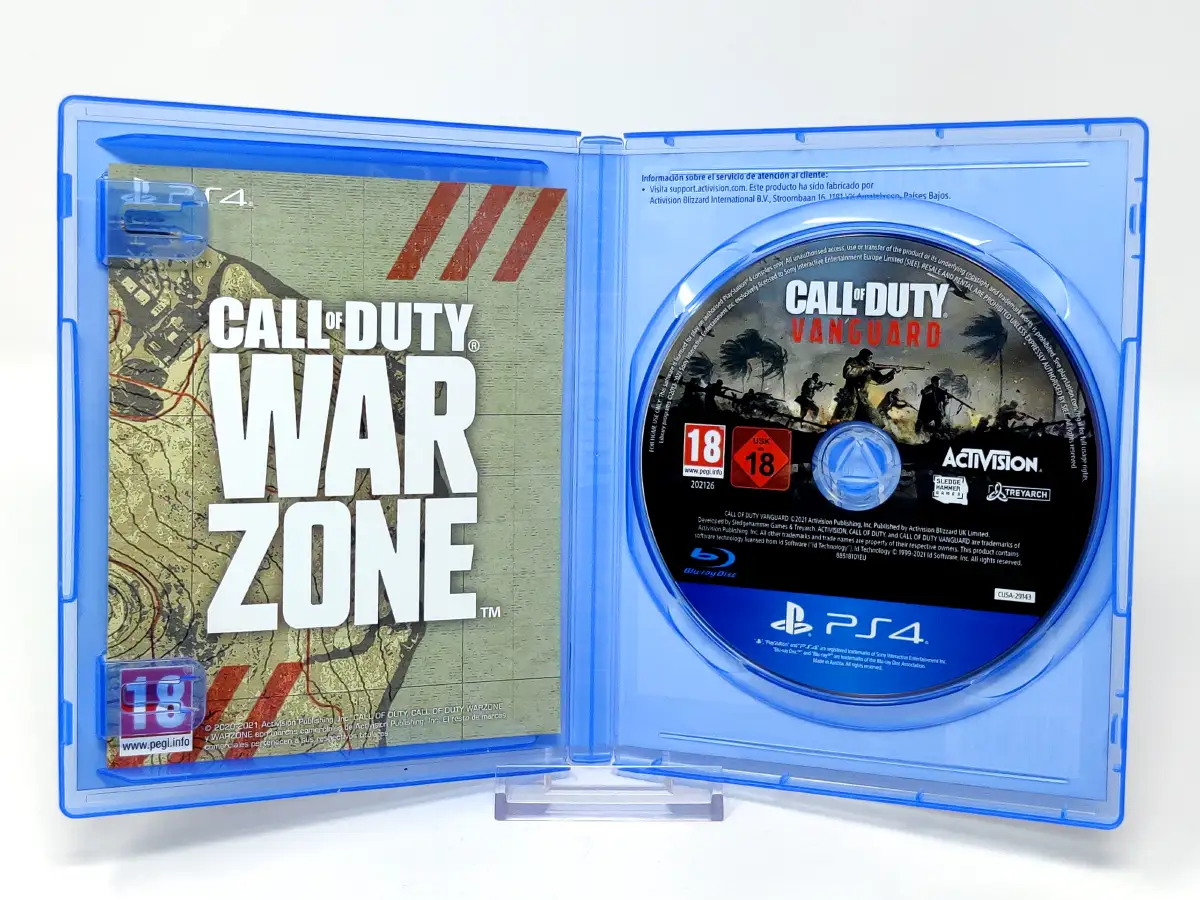 Interior del juego Call of Duty: Vanguard (ESP) para PlayStation 4 con disco y manual