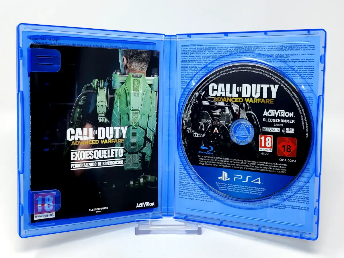 Interior del juego Call of Duty: Advanced Warfare (Edición Exoesqueleto) (ESP) para PlayStation 4 con disco y manual