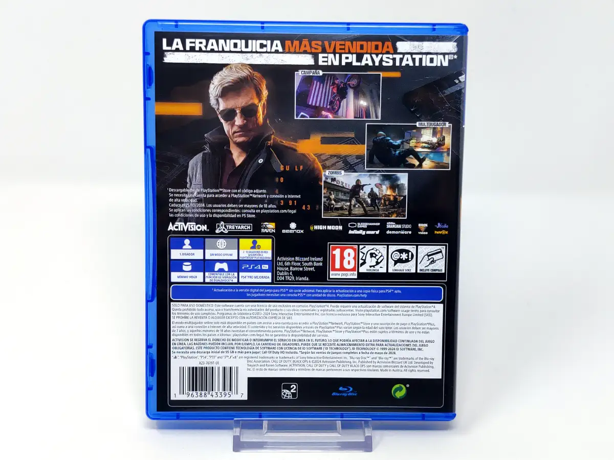 Parte trasera de Call of Duty: Black Ops 6 (ESP) para PlayStation 4, edición PAL España