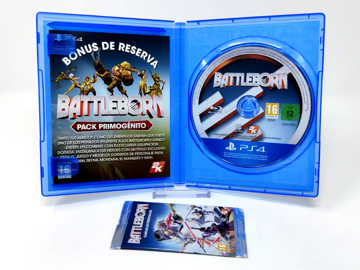 Interior del juego Battleborn (ESP) para PlayStation 4 con disco y manual