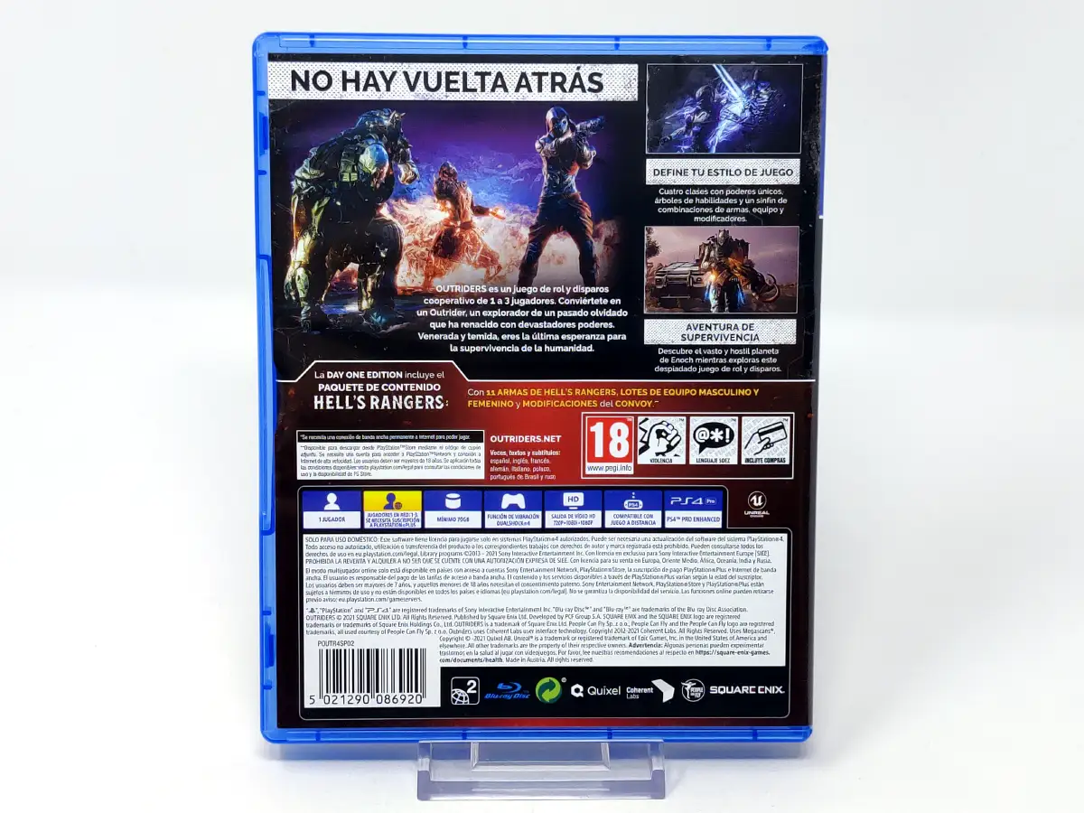 Parte trasera de Outriders (Day One Edition) (ESP) para PlayStation 4, edición PAL España