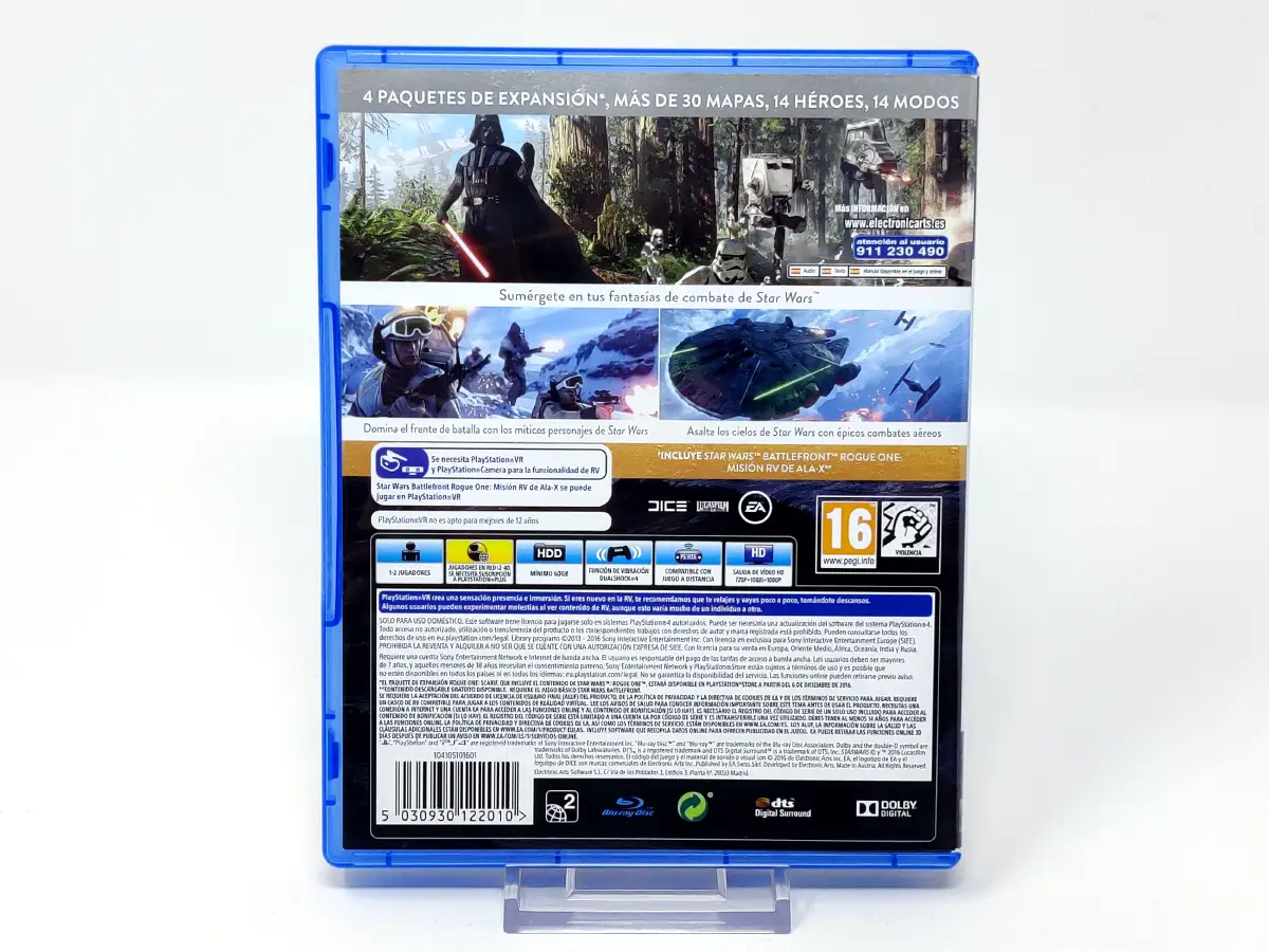 Parte trasera de Star Wars: Battlefront (Ultimate Edition) (ESP) para PlayStation 4, edición PAL España