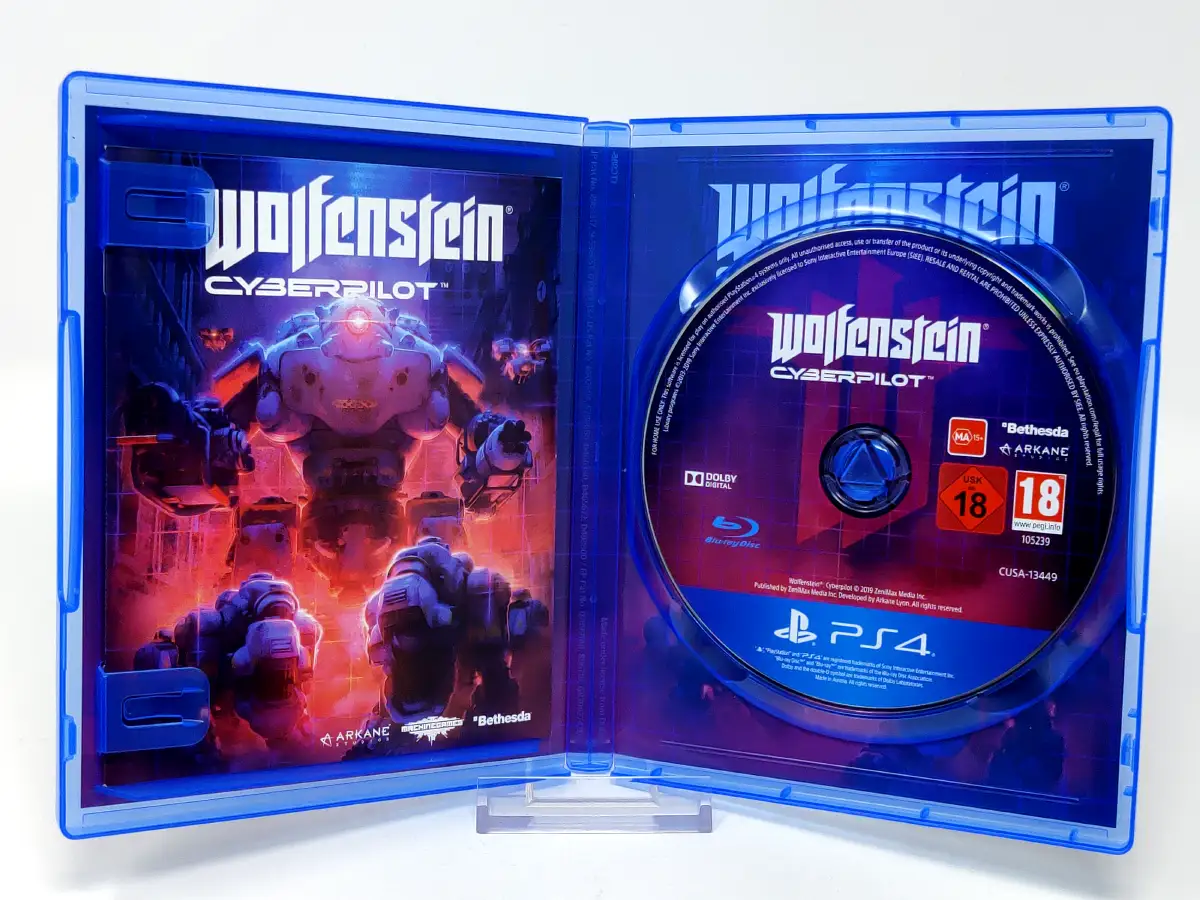 Interior del juego Wolfenstein: Cyberpilot (ESP) para PlayStation 4 con disco y manual