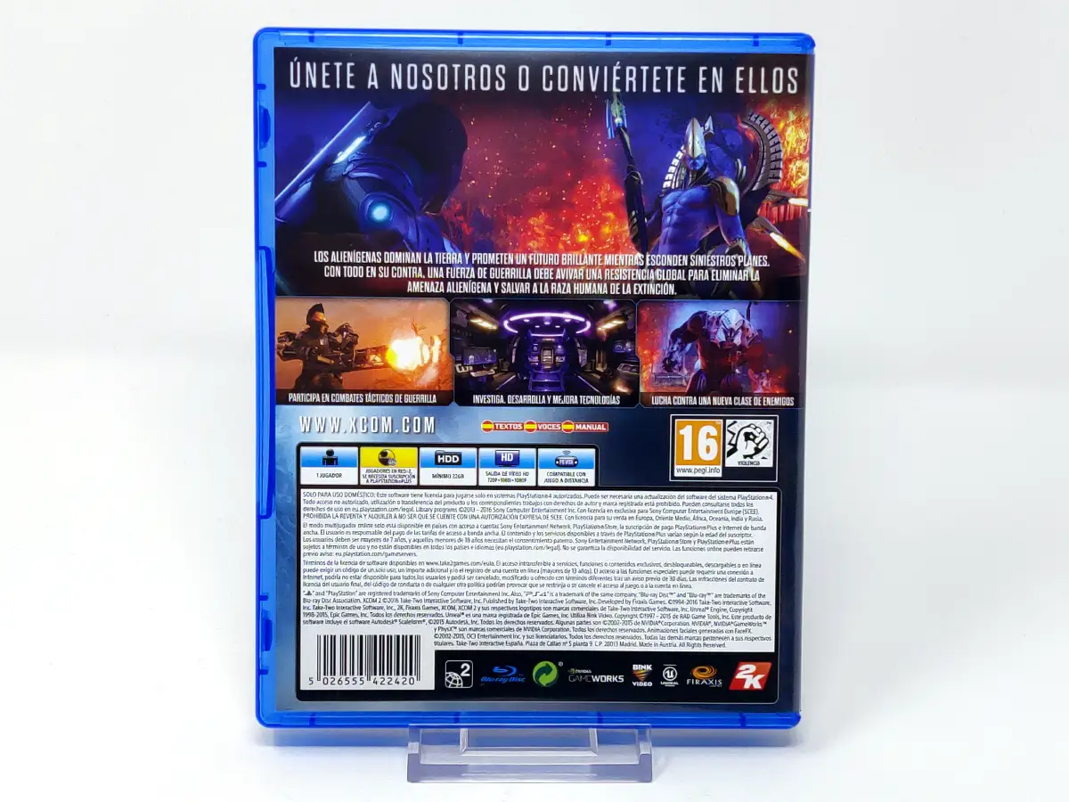 Parte trasera de XCOM 2 (ESP) para PlayStation 4, edición PAL España