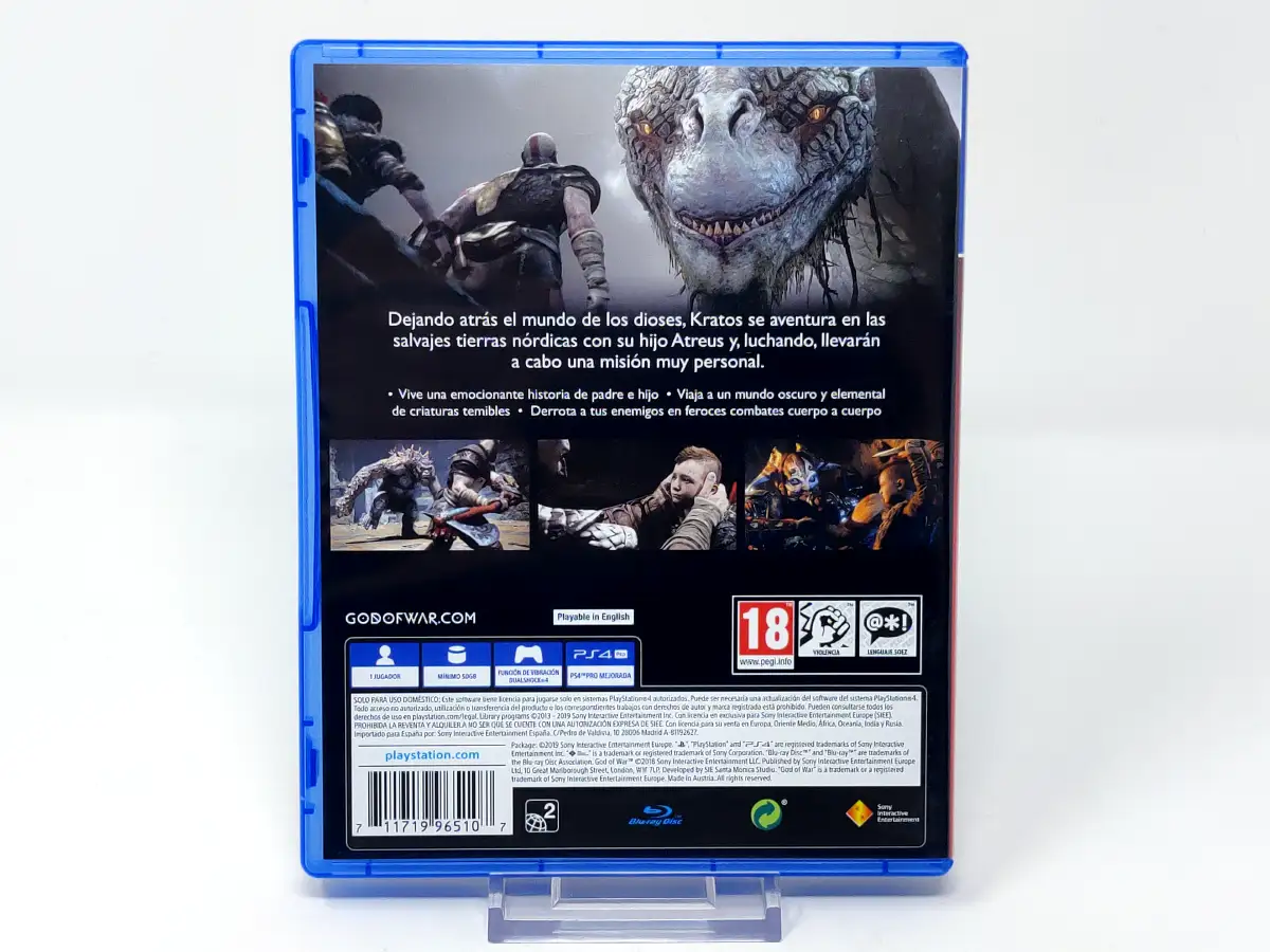 Parte trasera de God of War (ESP) (PS Hits) para PlayStation 4, edición PAL España