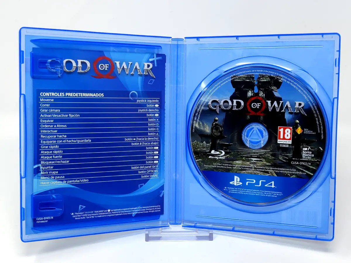Interior del juego God of War (ESP) (PS Hits) para PlayStation 4 con disco y manual