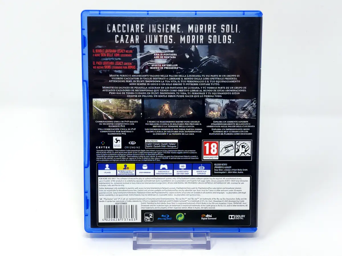 Parte trasera de Hunt: Showdown (ESP) para PlayStation 4, edición PAL España