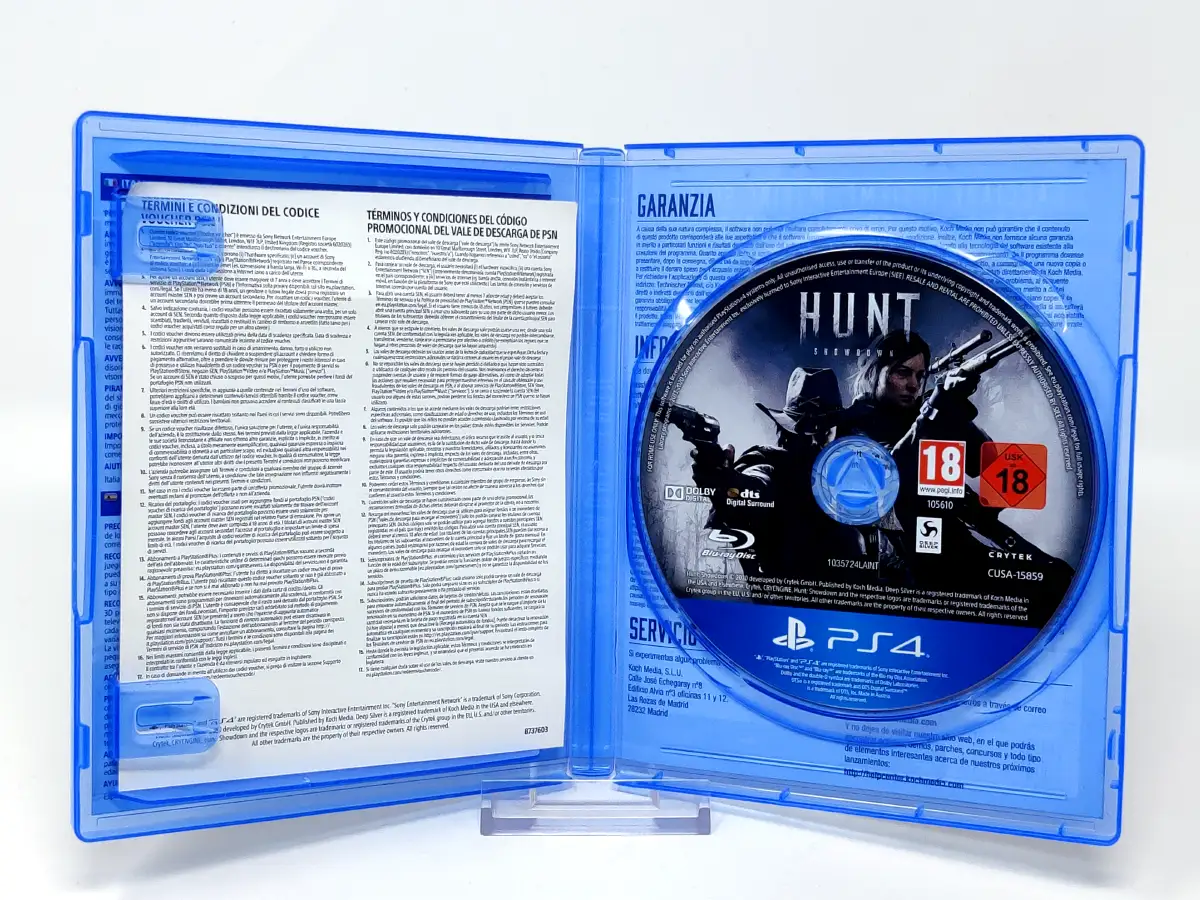 Interior del juego Hunt: Showdown (ESP) para PlayStation 4 con disco y manual