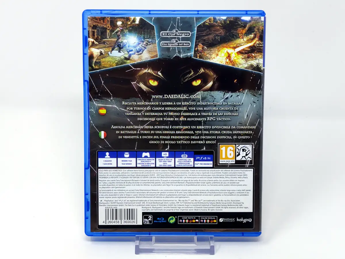 Parte trasera de Blackguards 2 (ESP) para PlayStation 4, edición PAL España