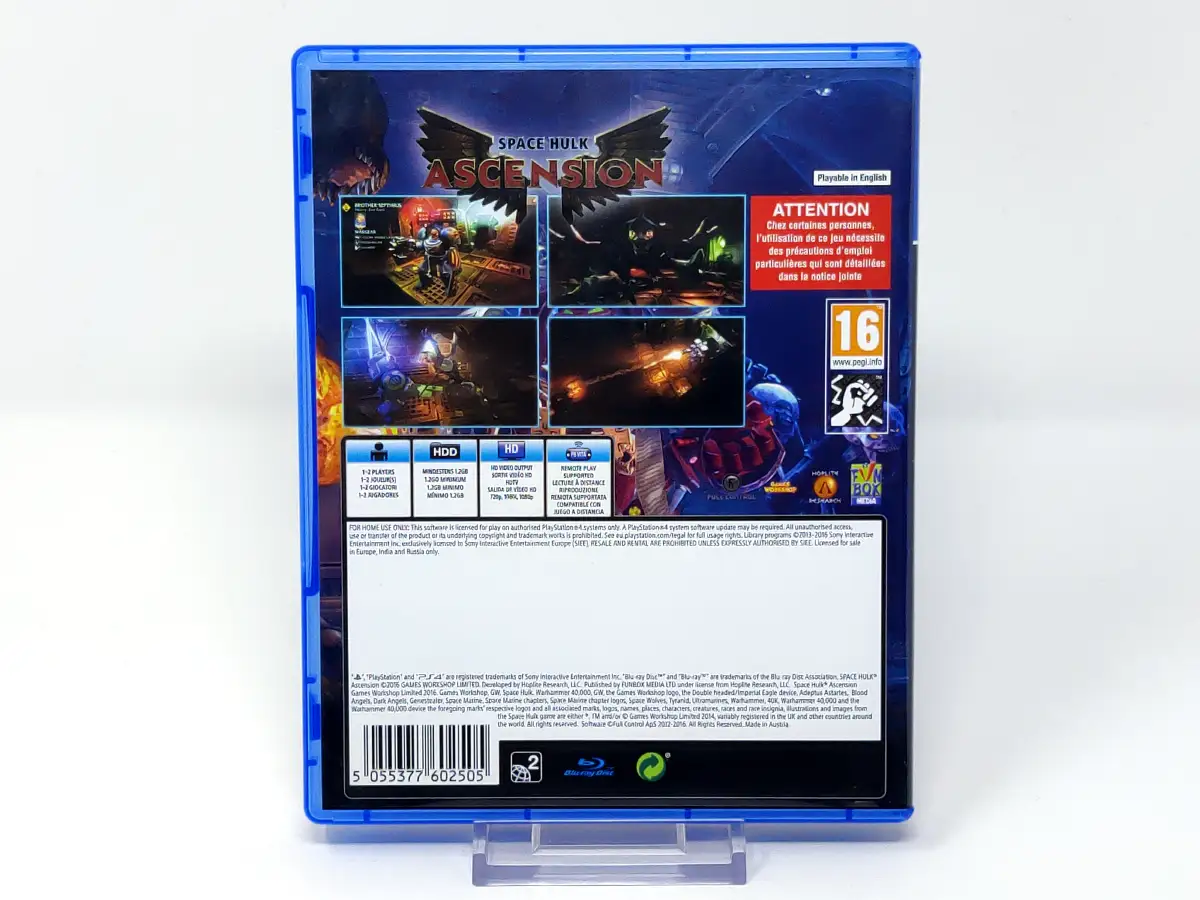 Parte trasera de Space Hulk Ascension (EUR) para PlayStation 4, edición PAL EUR