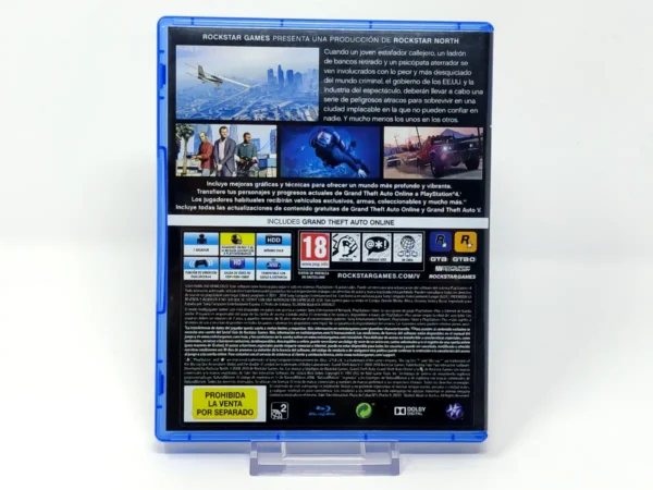Parte trasera de Grand Theft Auto V (ESP) (Con Mapa) (v2) para PlayStation 4, edición PAL España