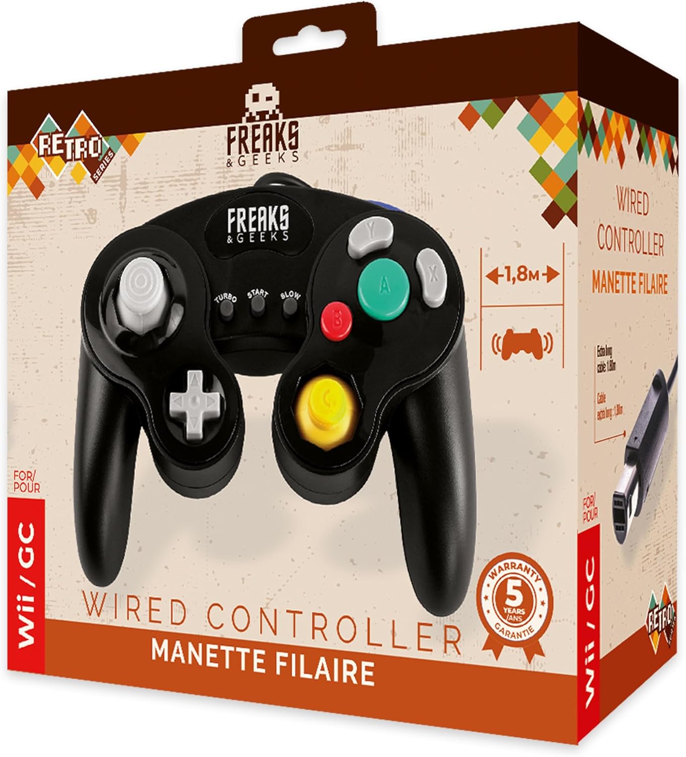 Mando Game Cube / Wii Negro (Freaks and Geeks) para Nintendo GameCube, edición PAL EUR, nuevo