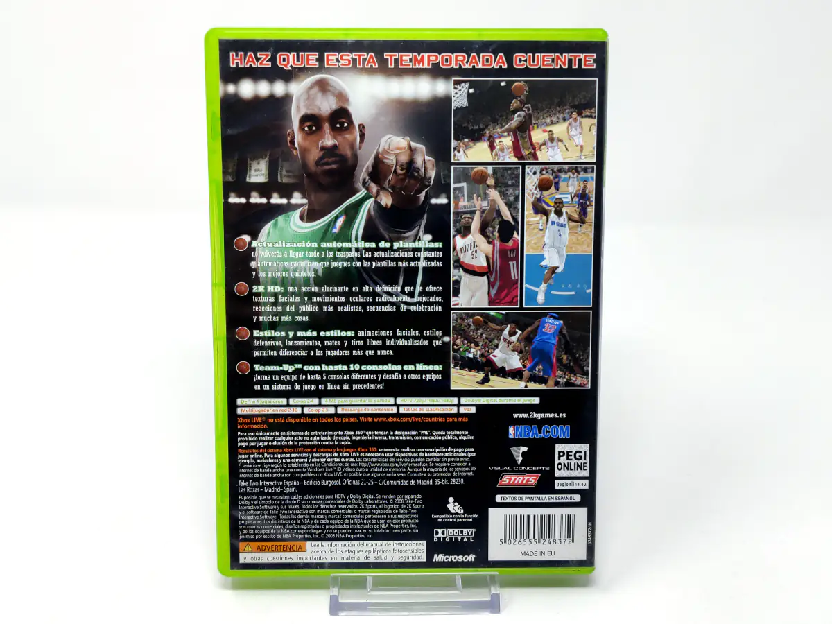 Parte trasera de NBA 2K9 (ESP) para XBOX 360, edición PAL España