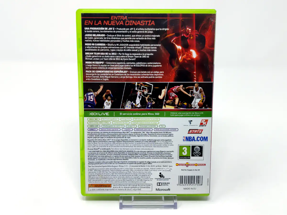 Parte trasera de NBA 2K13 (ESP) para XBOX 360, edición PAL España