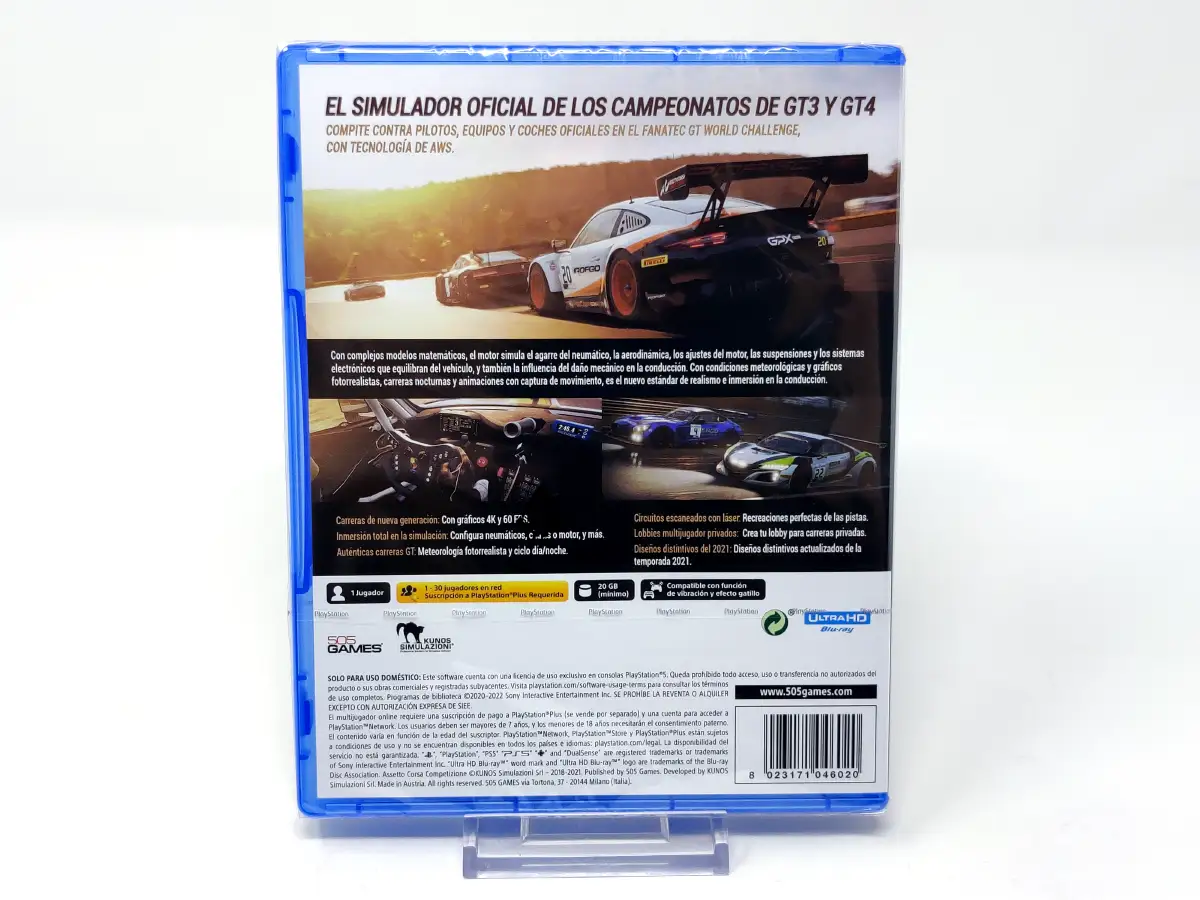 Parte trasera de Assetto Corsa Competizione (ESP) (Precintado) para PlayStation 5, edición PAL España