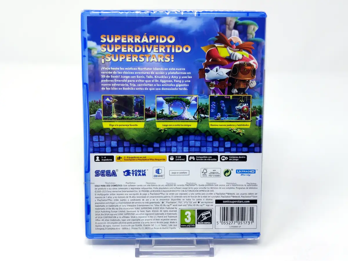 Parte trasera de Sonic Superstars (ESP) (Precintado) para PlayStation 5, edición PAL España