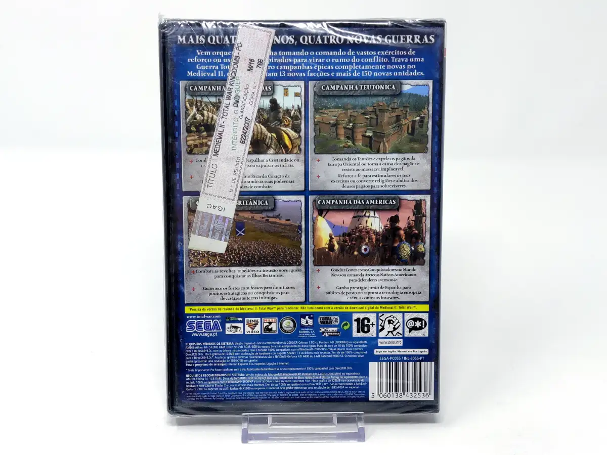Parte trasera de Medieval II: Total War: Kingdoms (Expansion Pack) (POR) (Precintado) para PC, edición PAL Portugal
