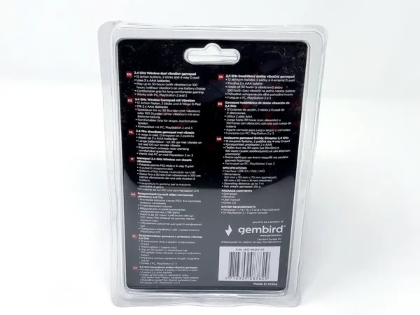 Mando Inalámbrico Negro Gembird PS2 para PlayStation 2, edición PAL EUR, nuevo