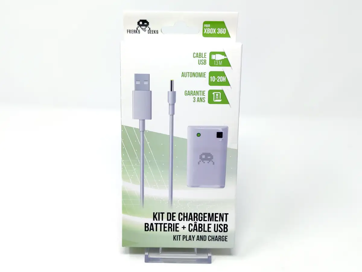Kit de Carga Xbox360 Blanco: Batería + Cable USB (Freaks and Geeks) para XBOX 360, edición PAL EUR, nuevo