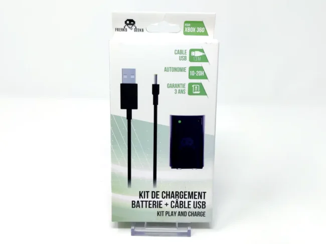 Kit de Carga Xbox360 Negro: Batería + Cable USB (Freaks and Geeks)