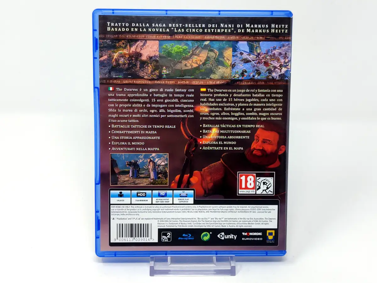 Parte trasera de The Dwarves (ESP) para PlayStation 4, edición PAL España