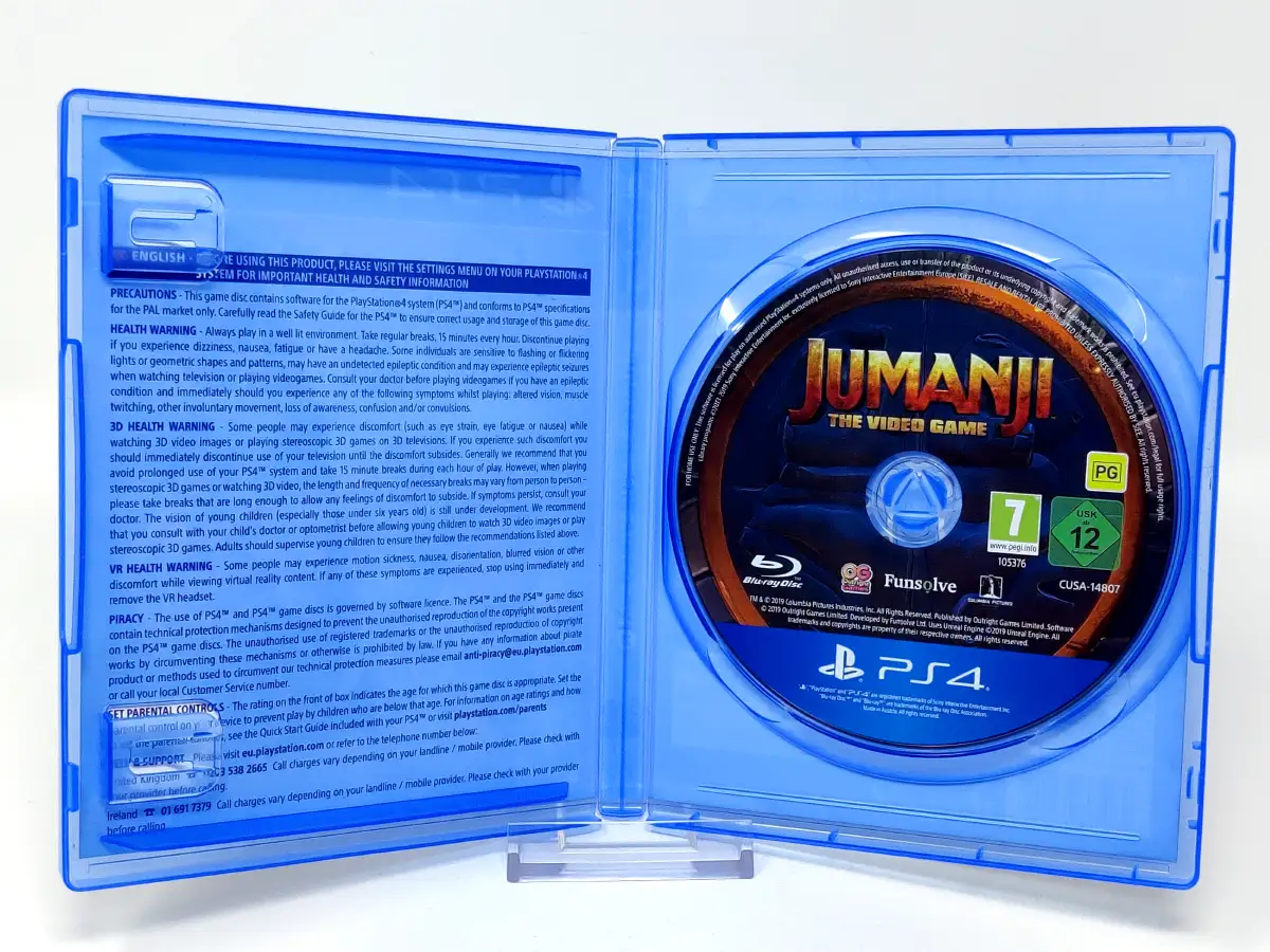 Interior del juego JUMANJI: El videojuego (UK) para PlayStation 4 con disco y manual