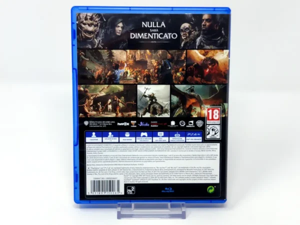 Parte trasera de La Terra di Mezzo: L'Ombra della Guerra (ITA) para PlayStation 4, edición PAL Italia