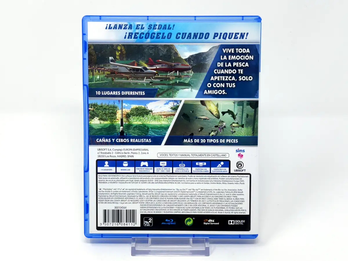 Parte trasera de Legendary Fishing (ESP) para PlayStation 4, edición PAL España