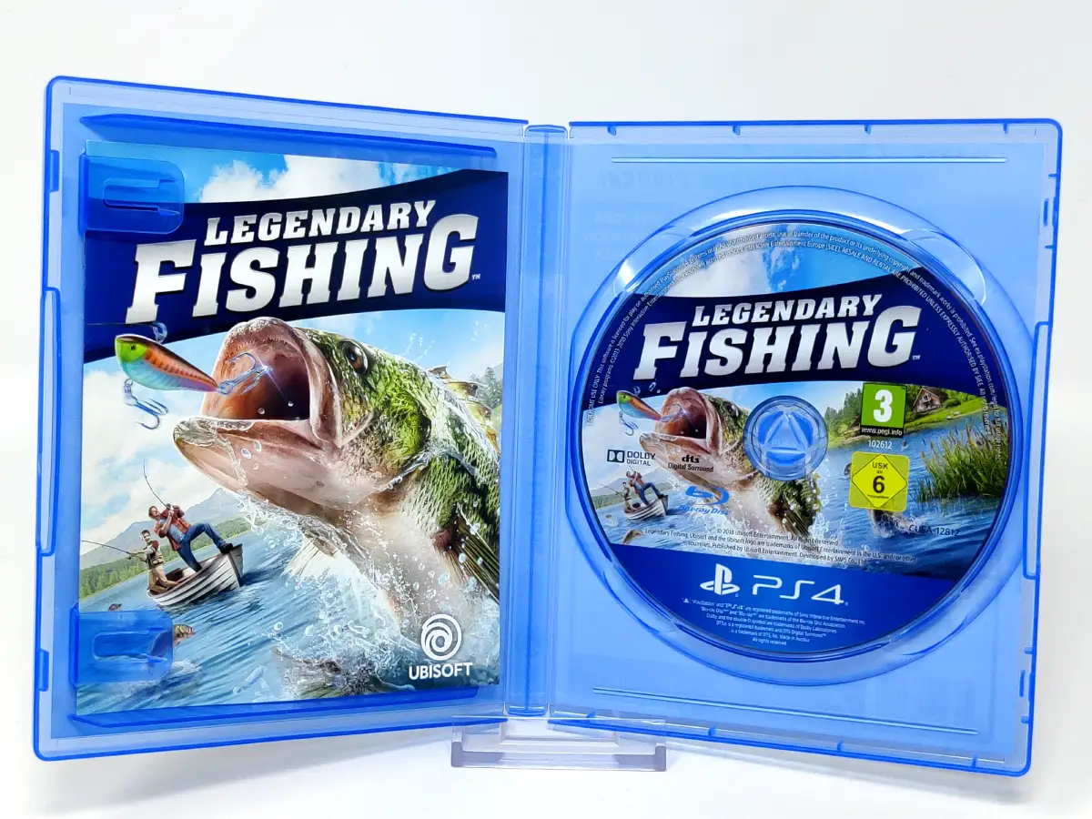 Interior del juego Legendary Fishing (ESP) para PlayStation 4 con disco y manual