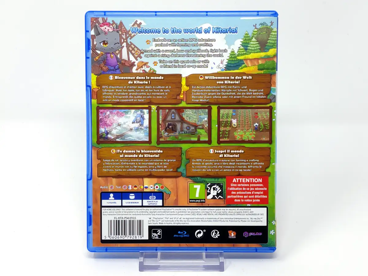 Parte trasera de Kitaria Fables (ESP) para PlayStation 4, edición PAL España