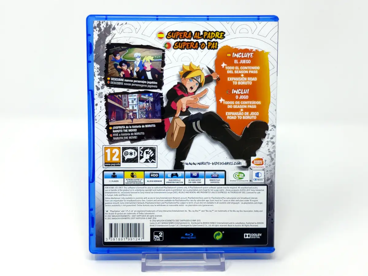 Parte trasera de NARUTO SHIPPUDEN: Ultimate Ninja STORM 4 ROAD TO BORUTO (ESP) para PlayStation 4, edición PAL España