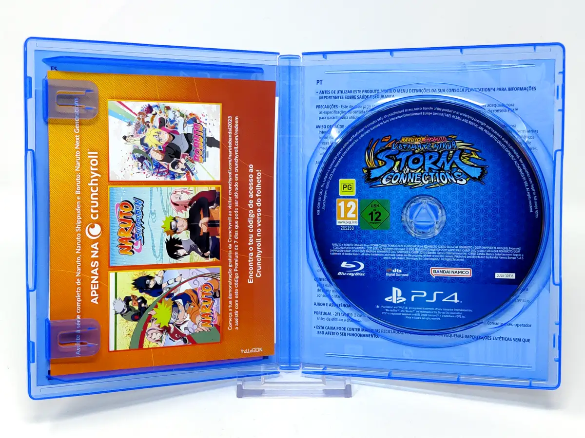 Interior del juego Naruto x Boruto: Ultimate Ninja Storm Connections (ESP) para PlayStation 4 con disco y manual