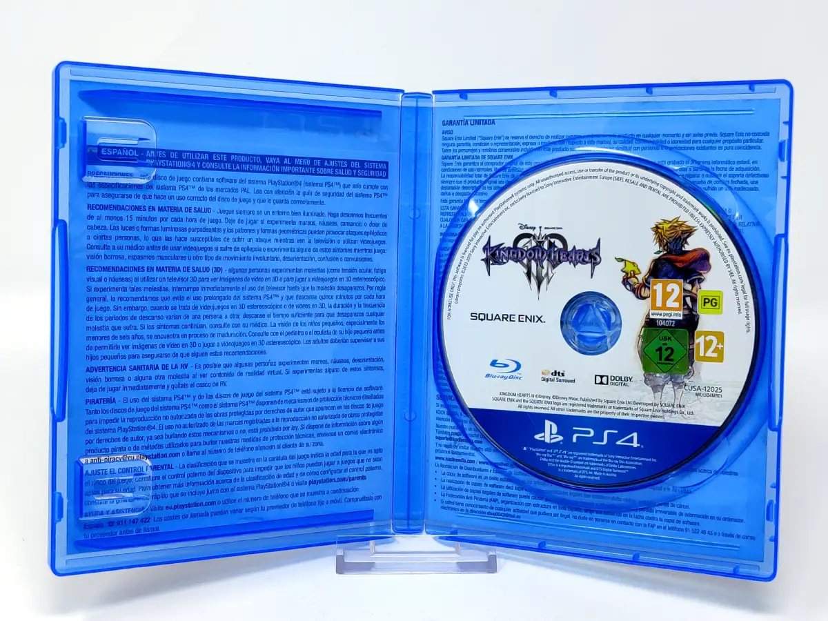 Interior del juego Kingdom Hearts III (ESP) (Rebajado) para PlayStation 4 con disco y manual