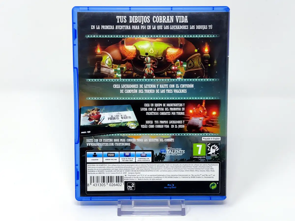 Parte trasera de DrawFighters (ESP) para PlayStation 4, edición PAL España