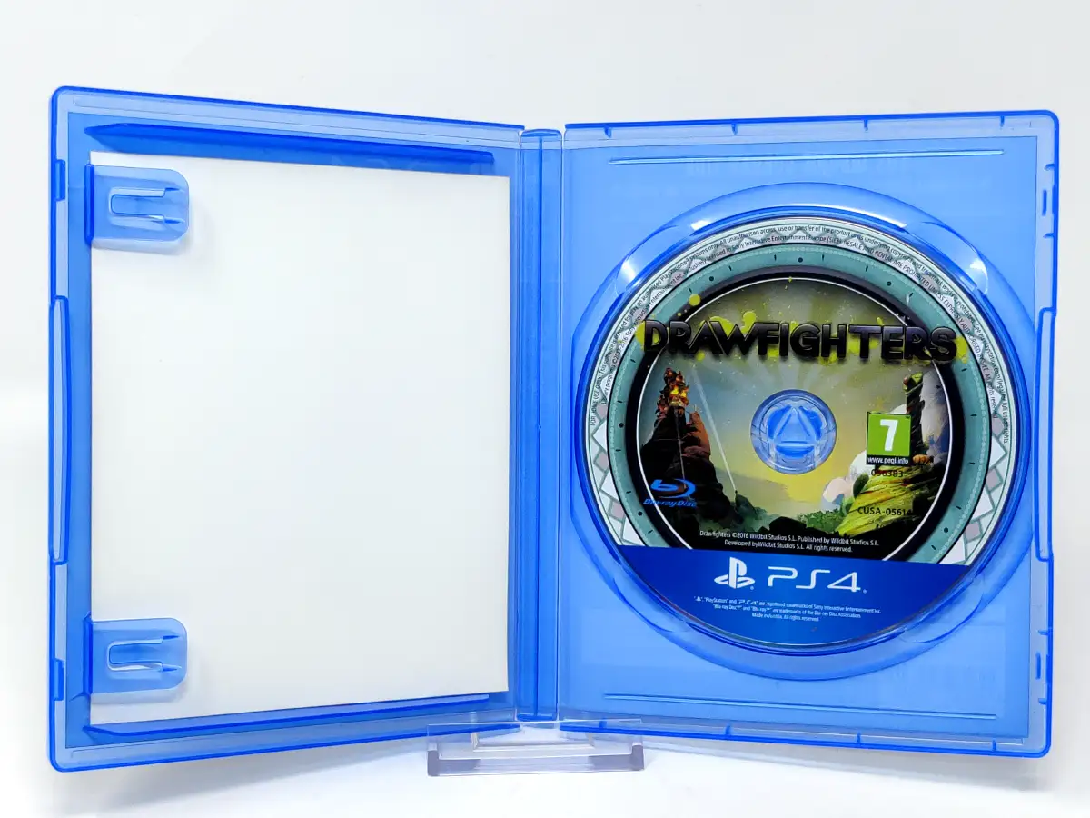 Interior del juego DrawFighters (ESP) para PlayStation 4 con disco y manual