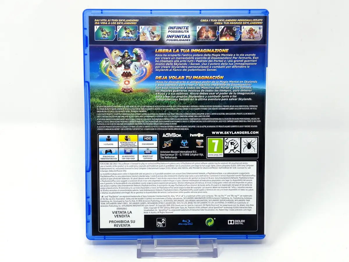 Parte trasera de Skylanders Imaginators (ESP) para PlayStation 4, edición PAL España
